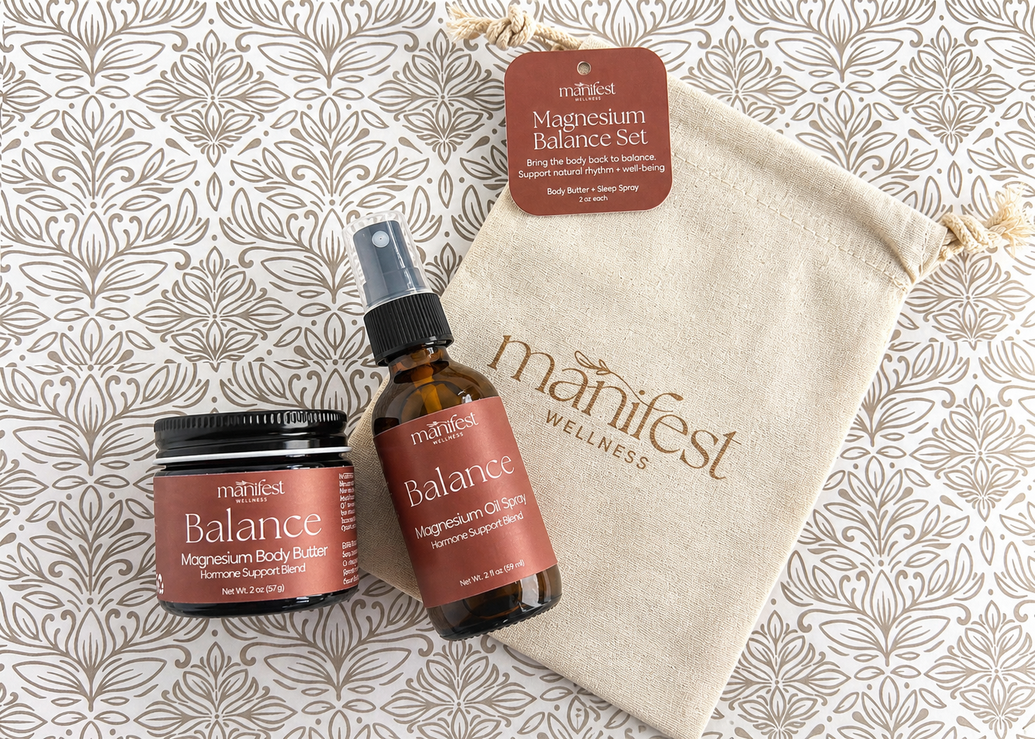 Magnesium Balance Body Butter + Oil Set for Hormone Support