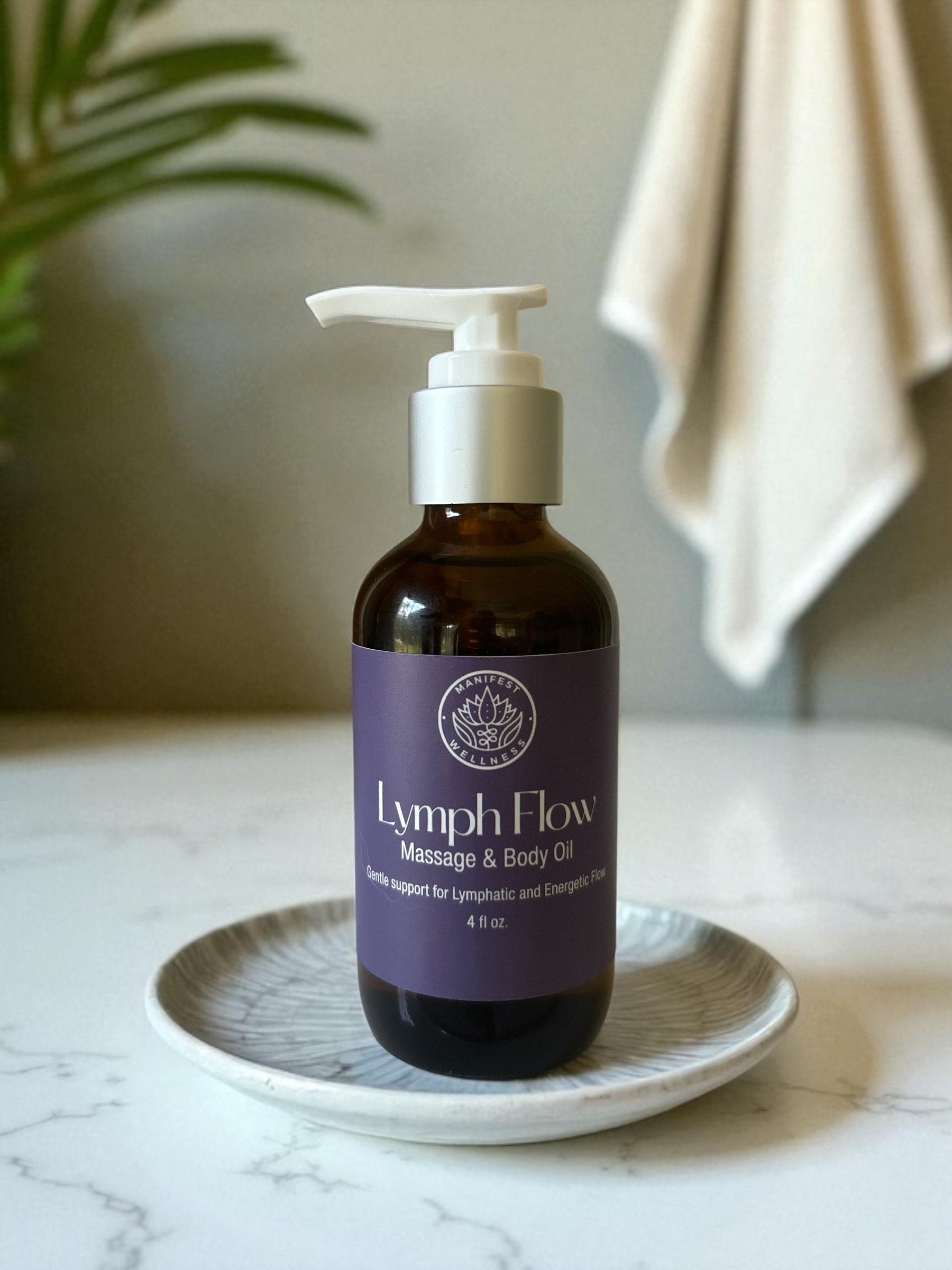 Lymph Flow Infused Herbal Massage & Body Oil for Gentle Lymphatic Support 4oz