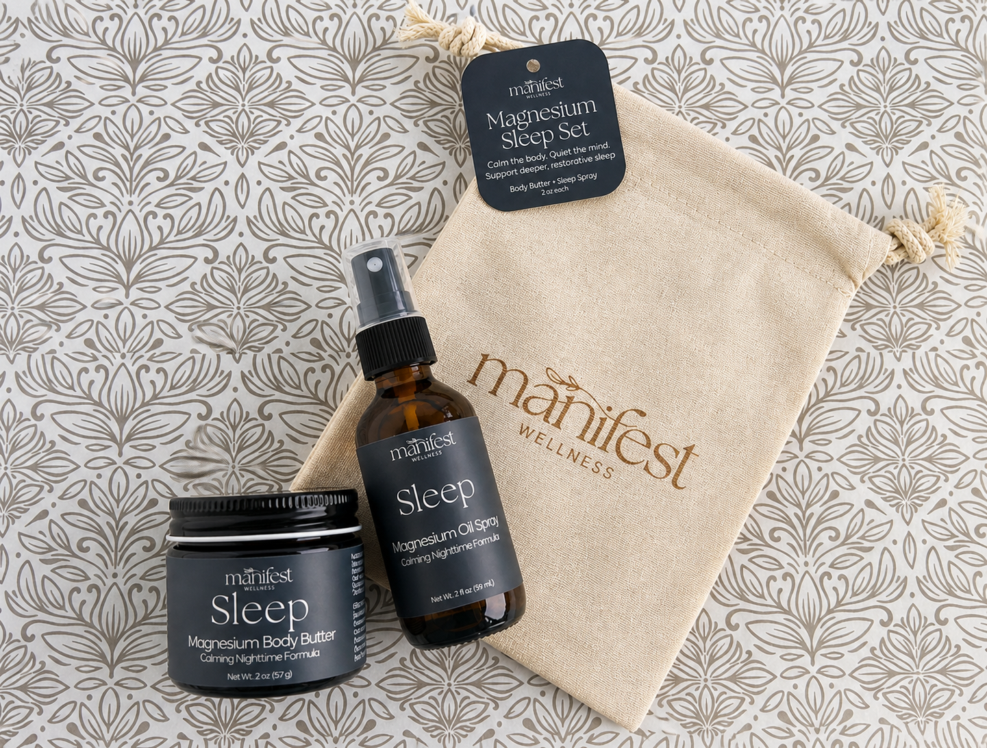 Magnesium Sleep Body Butter and Oil Set for Relaxation and Sleep Support