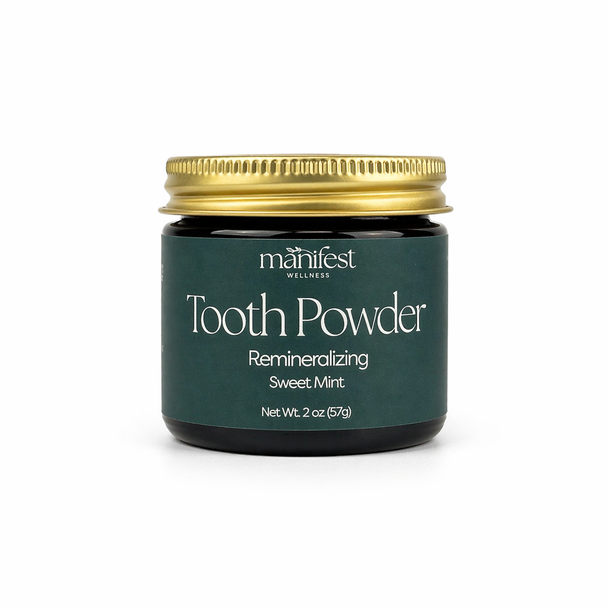 Jar of manifest Wellness Sweet Mint Tooth Powder on a white background
