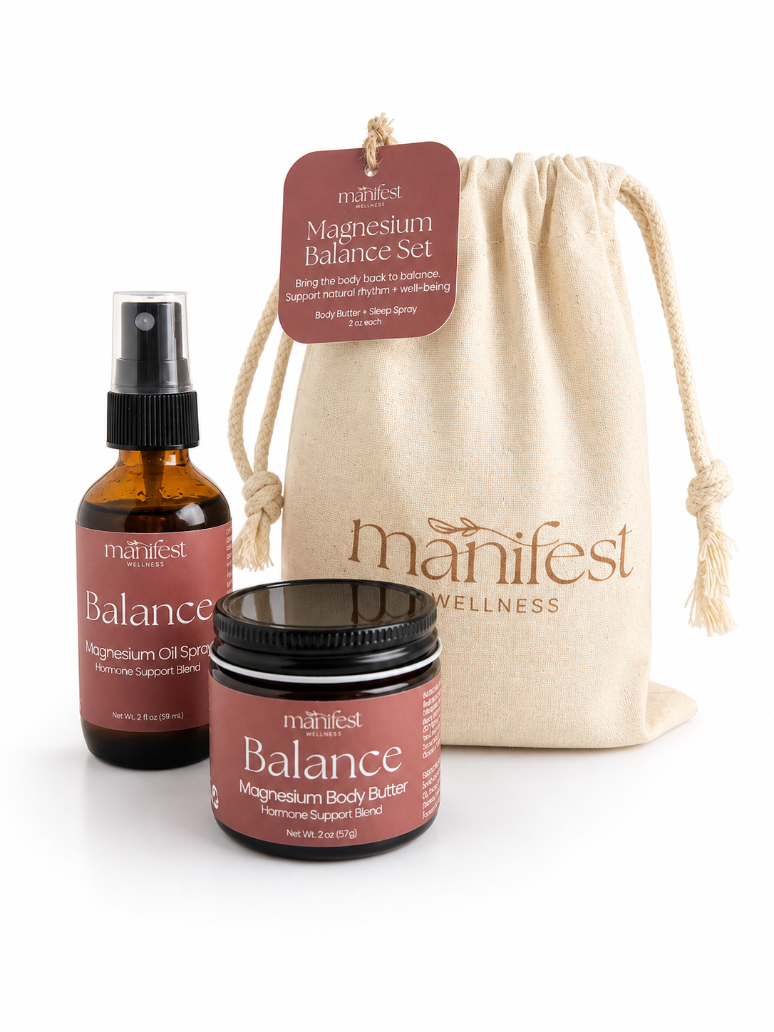Magnesium Balance Body Butter + Oil Set for Hormone Support