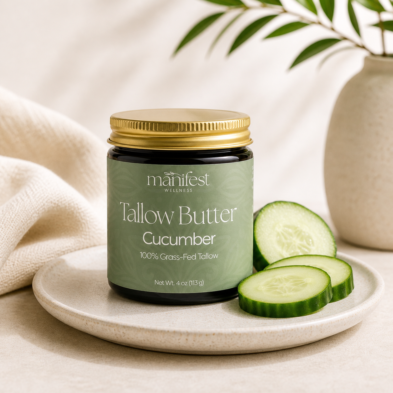 Cucumber Green Tea Grass-fed Tallow Butter