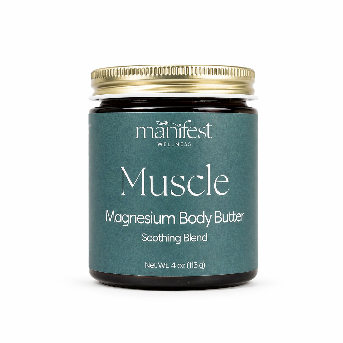 Manifest Wellness Muscle Magnesium Body Butter jar on a white background