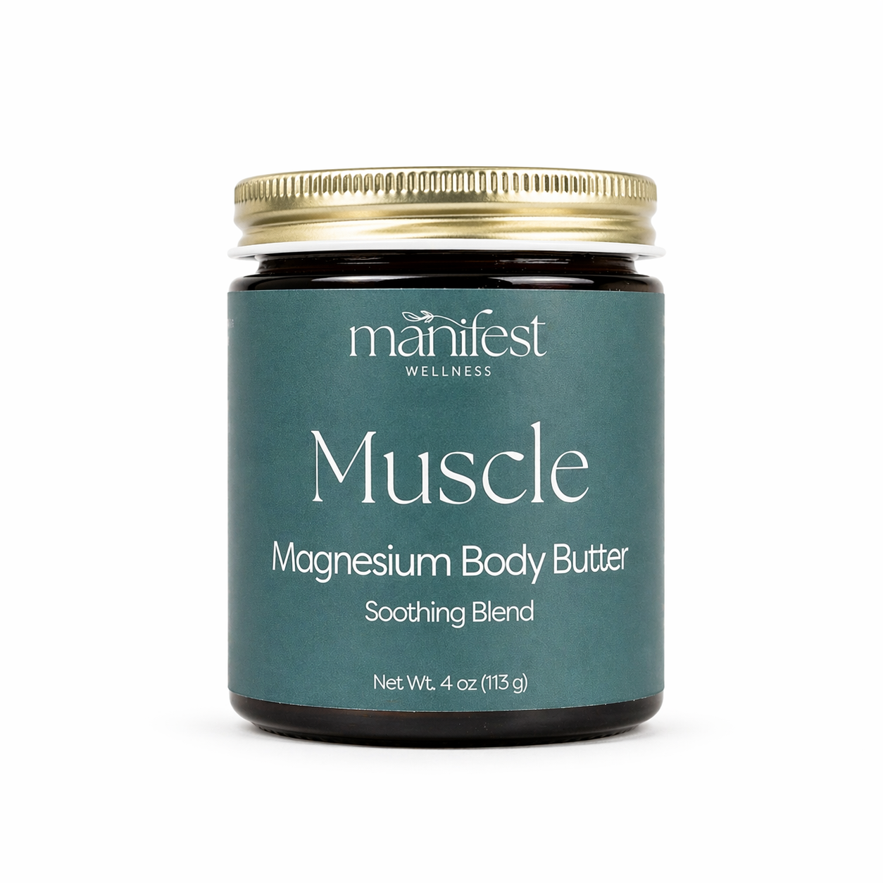 Manifest Wellness Muscle Magnesium Body Butter jar on a white background