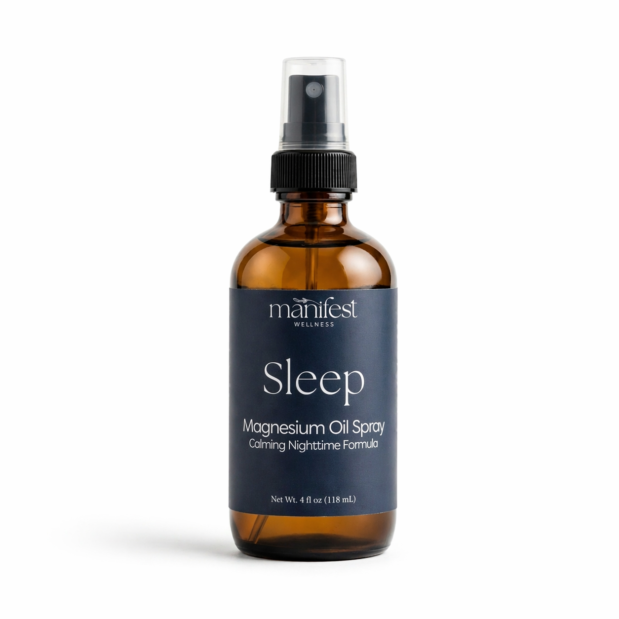 Brown bottle of magnesium oil spray labeled &