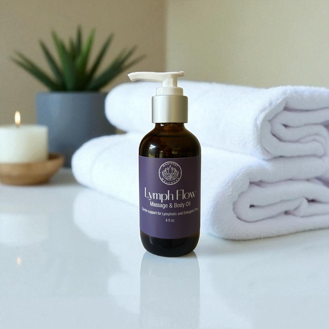 Lymph Flow Infused Herbal Massage &amp; Body Oil for Gentle Lymphatic Support 4oz