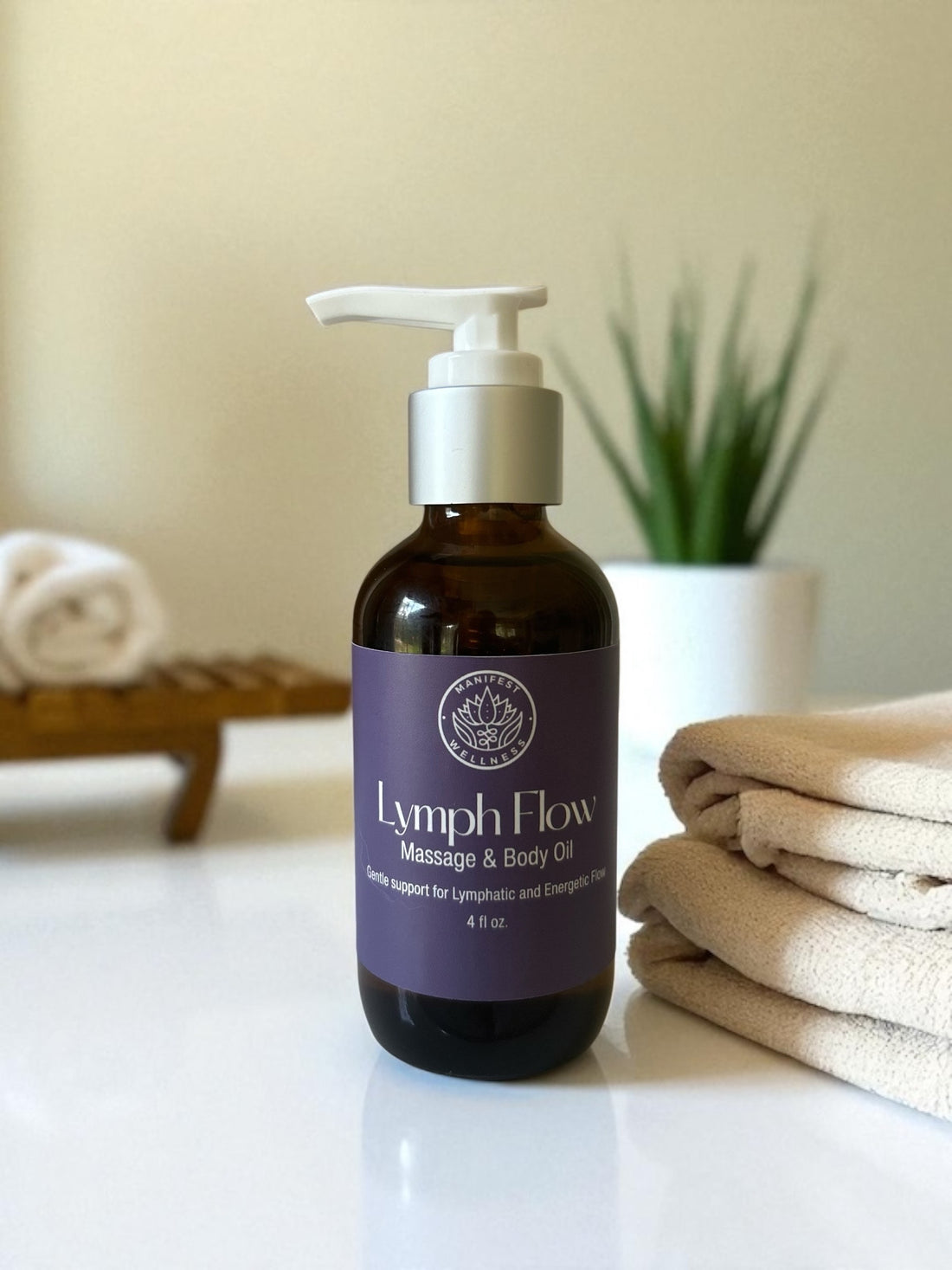 Lymph Flow Infused Herbal Massage &amp; Body Oil for Gentle Lymphatic Support 4oz
