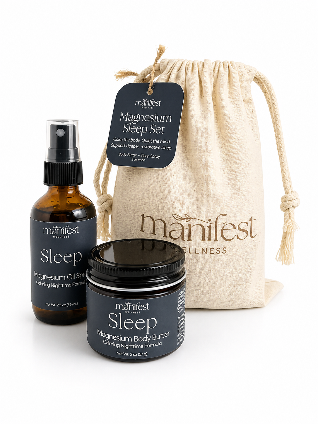 Magnesium Sleep Body Butter and Oil Set for Relaxation and Sleep Support