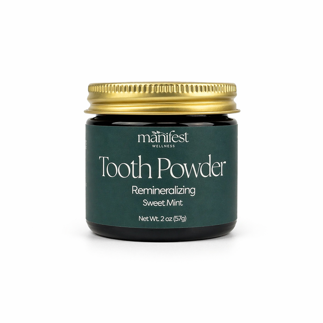 Jar of manifest Wellness Sweet Mint Tooth Powder on a white background
